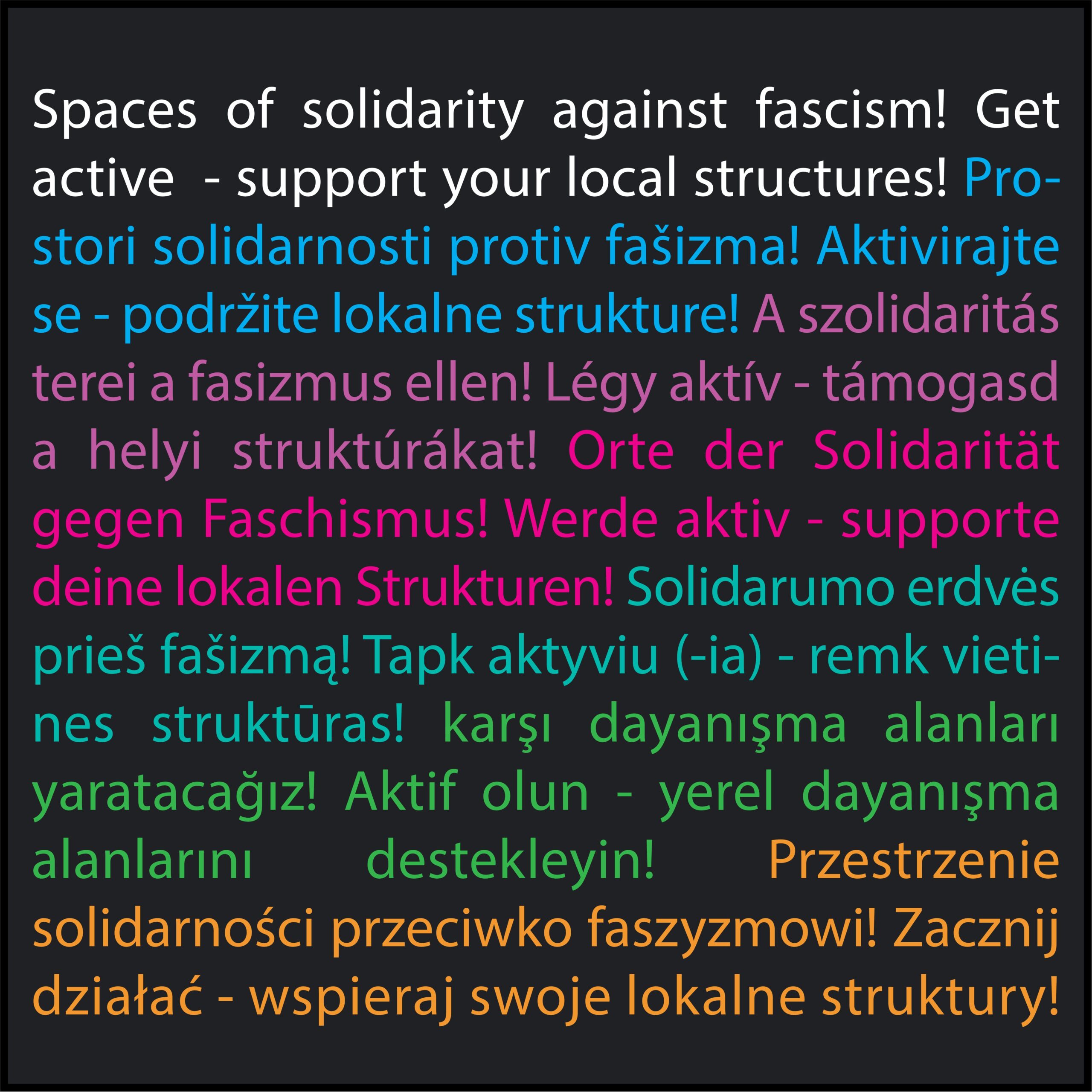 Spaces of solidarity against fascism! Get active  – support your local strucures!